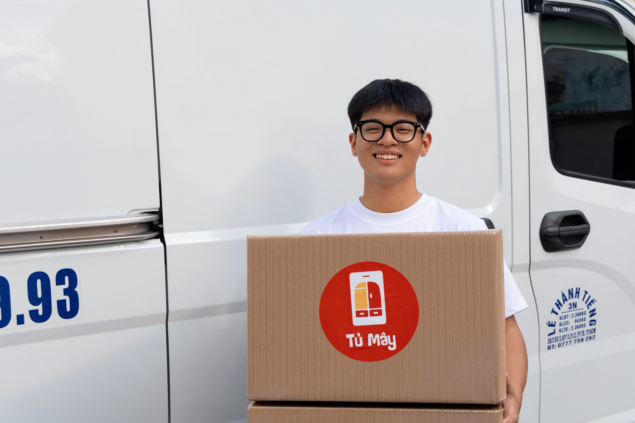 Courier at the door